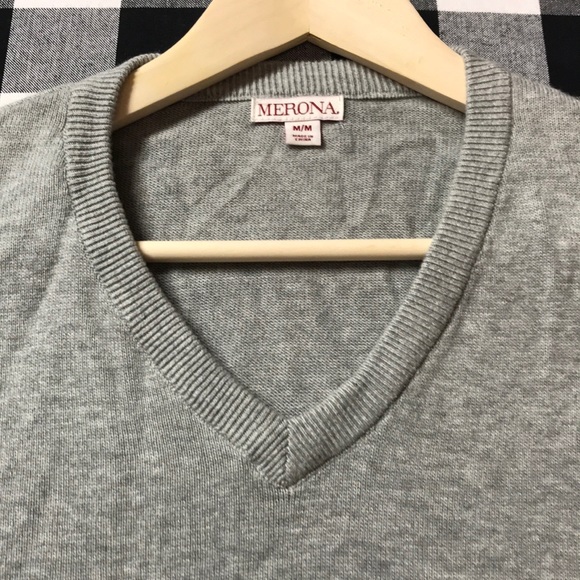 Men’s Merona Light Gray V neck Sweater, M - Picture 3 of 6